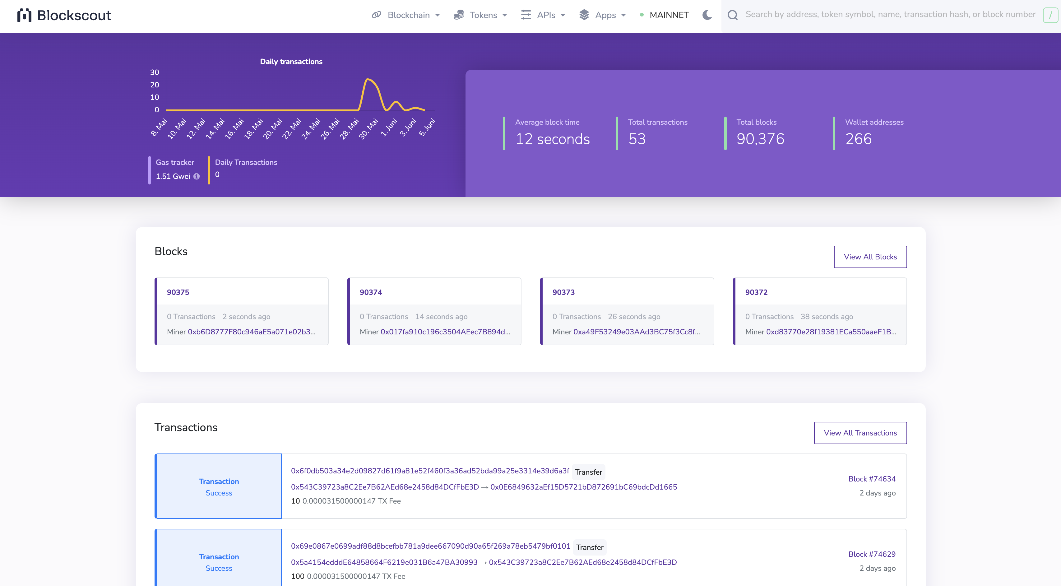 Execution Block Explorer